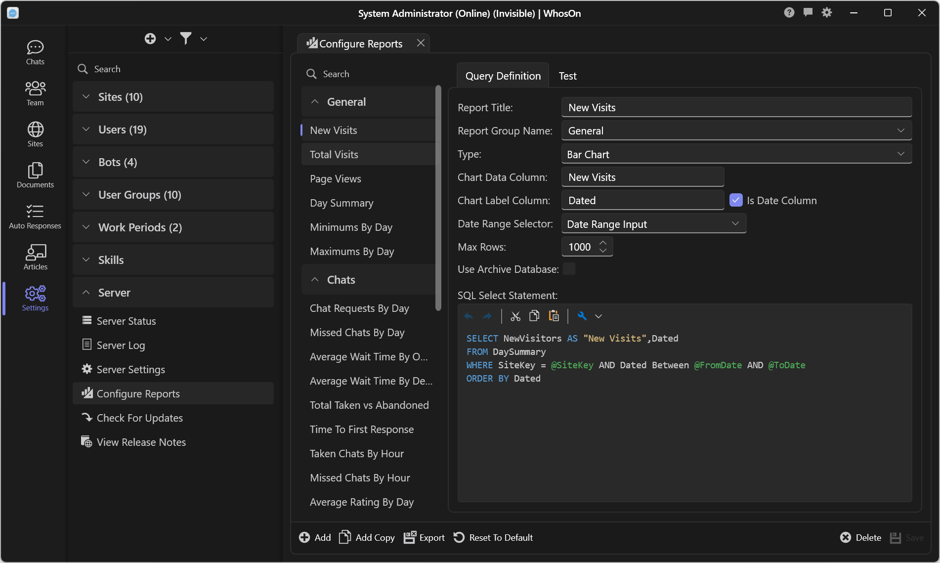 Configure Reports