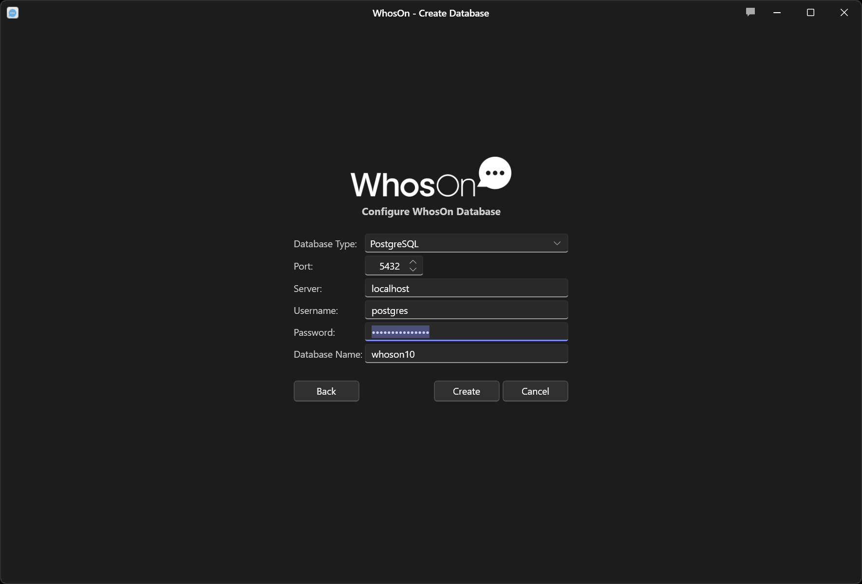 WhosOn Server Create External Database