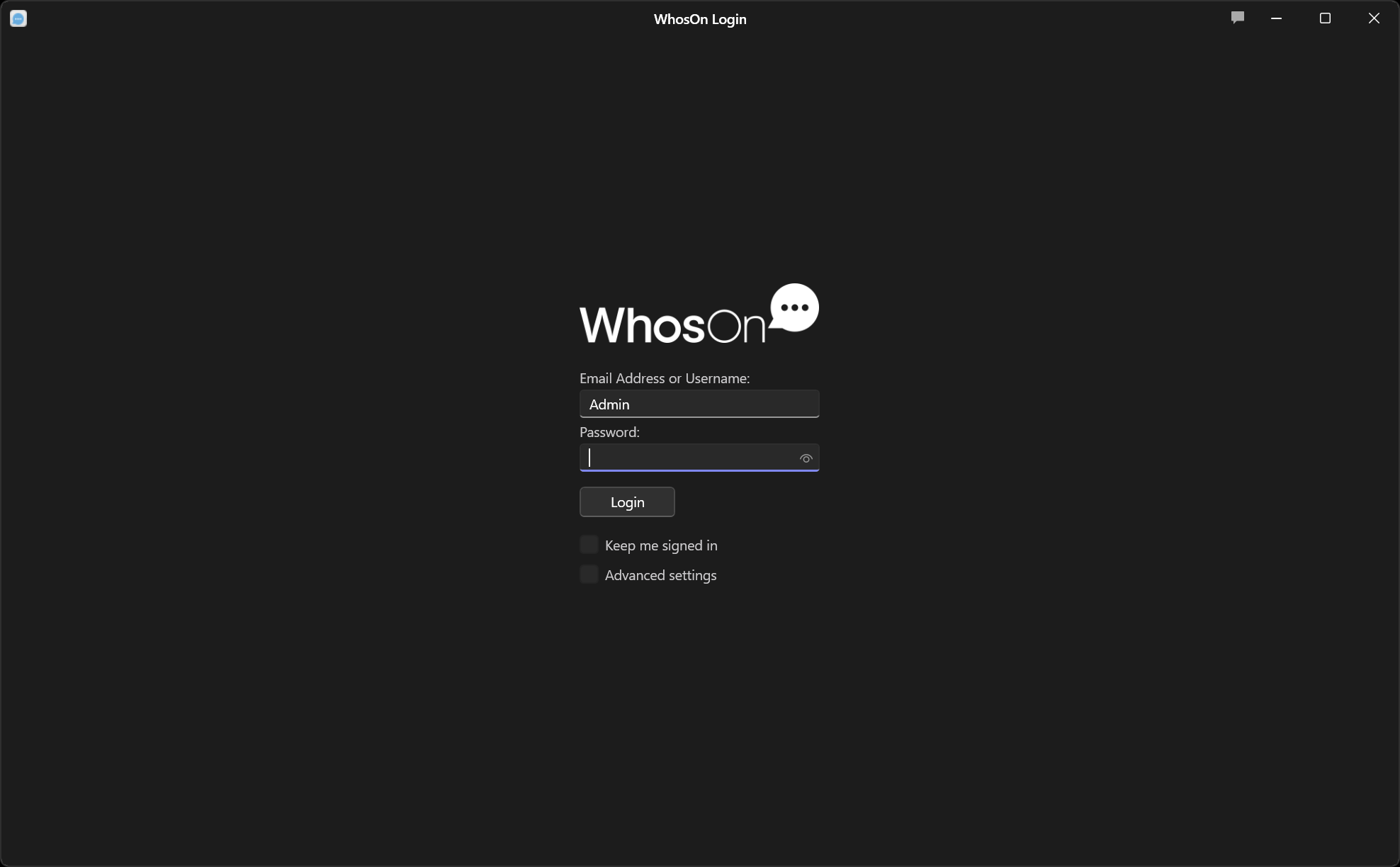 WhosOn Admin Login